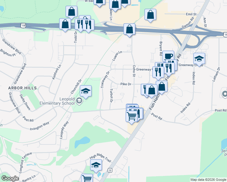 map of restaurants, bars, coffee shops, grocery stores, and more near 2923 Turbot Drive in Madison