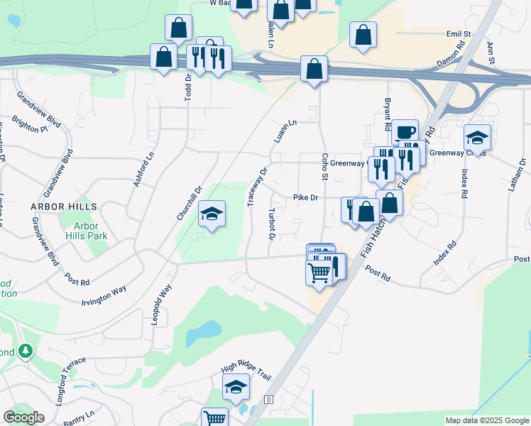 map of restaurants, bars, coffee shops, grocery stores, and more near 2921 Turbot Drive in Madison