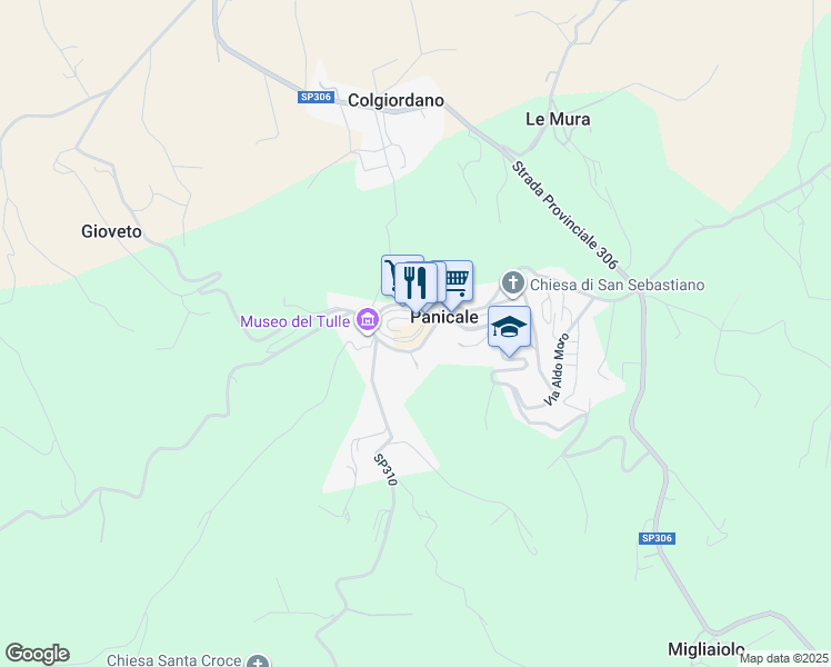 map of restaurants, bars, coffee shops, grocery stores, and more near 141 Via A. Grossi in Panicale