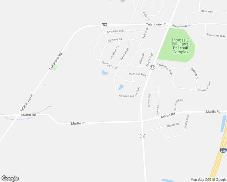 map of restaurants, bars, coffee shops, grocery stores, and more near 41 Covered Wagon Trail in West Henrietta