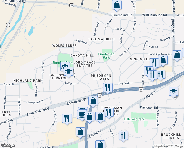 map of restaurants, bars, coffee shops, grocery stores, and more near 1934 Harvest Lane in Waukesha