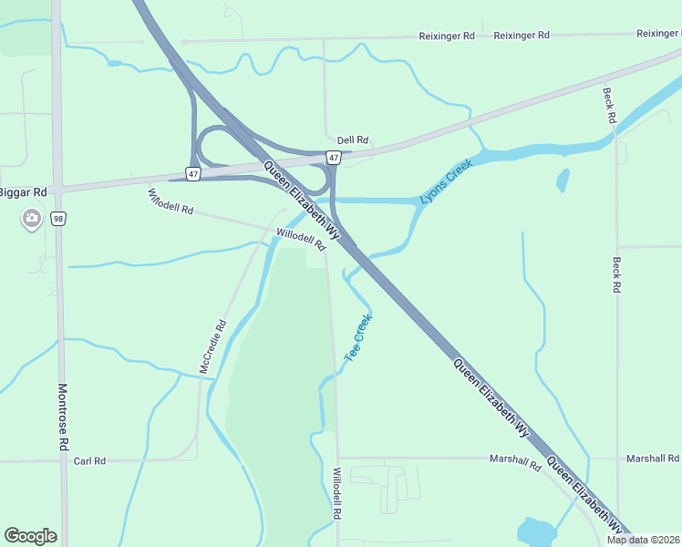 map of restaurants, bars, coffee shops, grocery stores, and more near 10207 Willodell Road in Niagara Falls