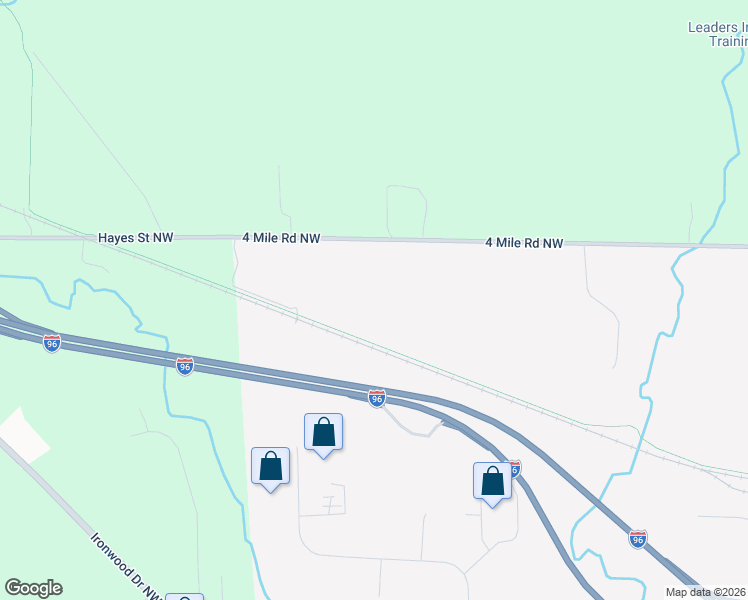 map of restaurants, bars, coffee shops, grocery stores, and more near 4554 4 Mile Road Northwest in Grand Rapids