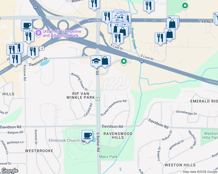 map of restaurants, bars, coffee shops, grocery stores, and more near 395 Kristin Court West in Brookfield