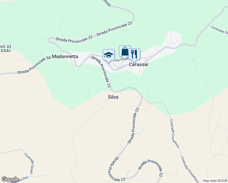 map of restaurants, bars, coffee shops, grocery stores, and more near in Silos