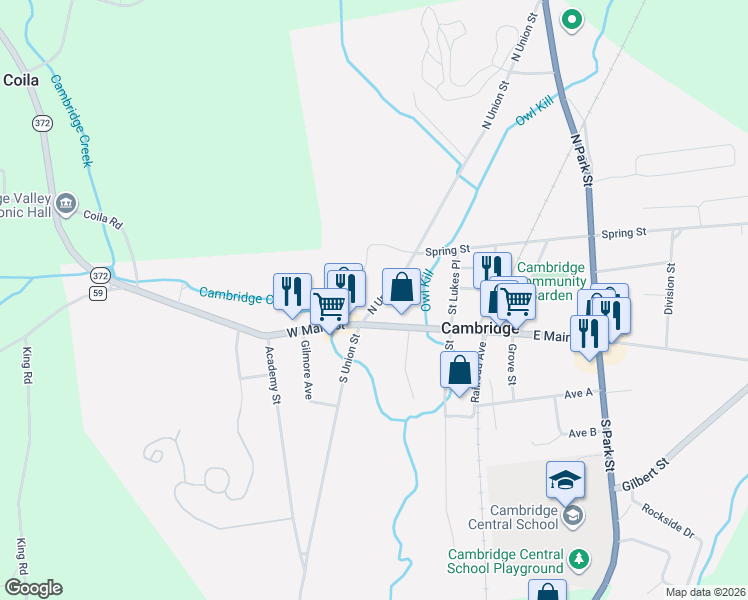 map of restaurants, bars, coffee shops, grocery stores, and more near 5 North Union Street in Cambridge