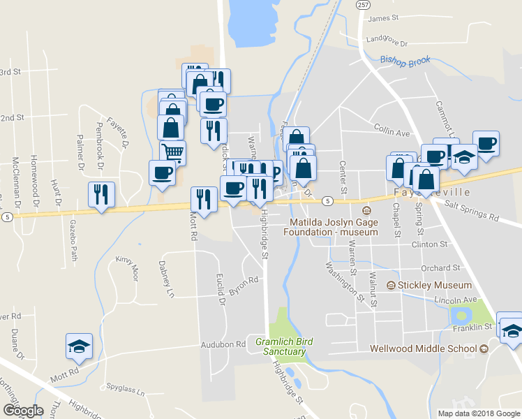 map of restaurants, bars, coffee shops, grocery stores, and more near 100 Highbridge Street in Fayetteville