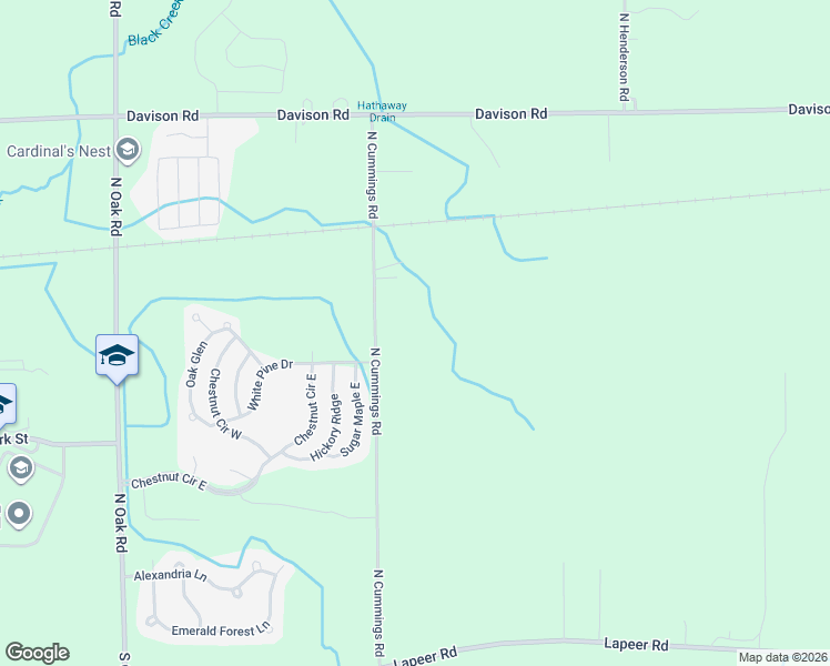 map of restaurants, bars, coffee shops, grocery stores, and more near 1318 North Cummings Road in Davison