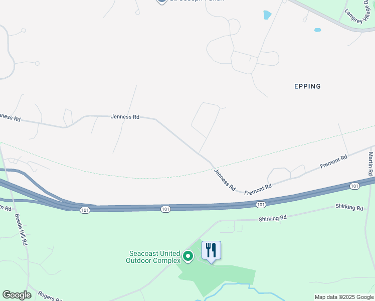 map of restaurants, bars, coffee shops, grocery stores, and more near 36 Jenness Road in Epping