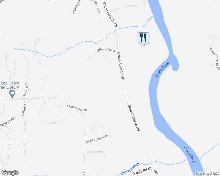 map of restaurants, bars, coffee shops, grocery stores, and more near 3703 Grand River Drive Northeast in Grand Rapids