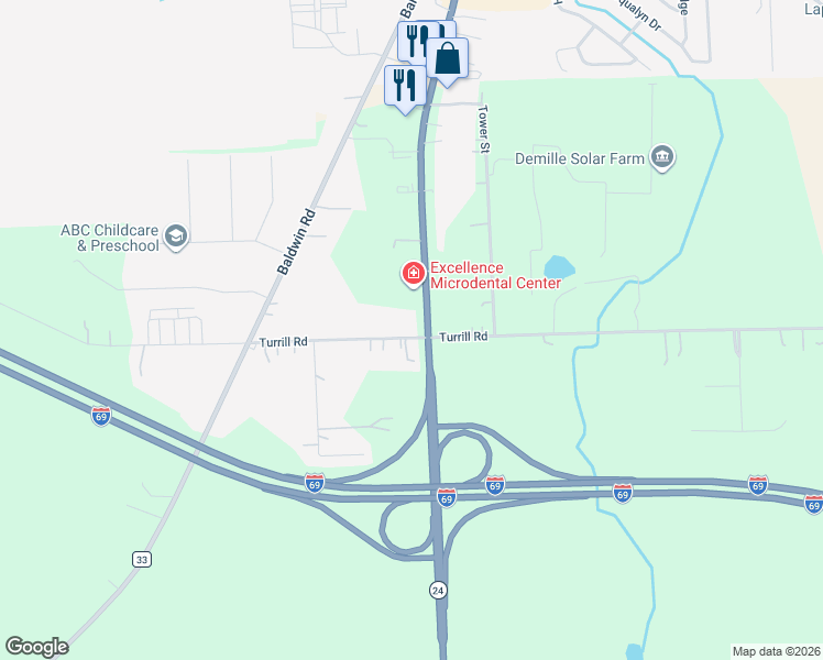 map of restaurants, bars, coffee shops, grocery stores, and more near 1192 South Lapeer Road in Lapeer