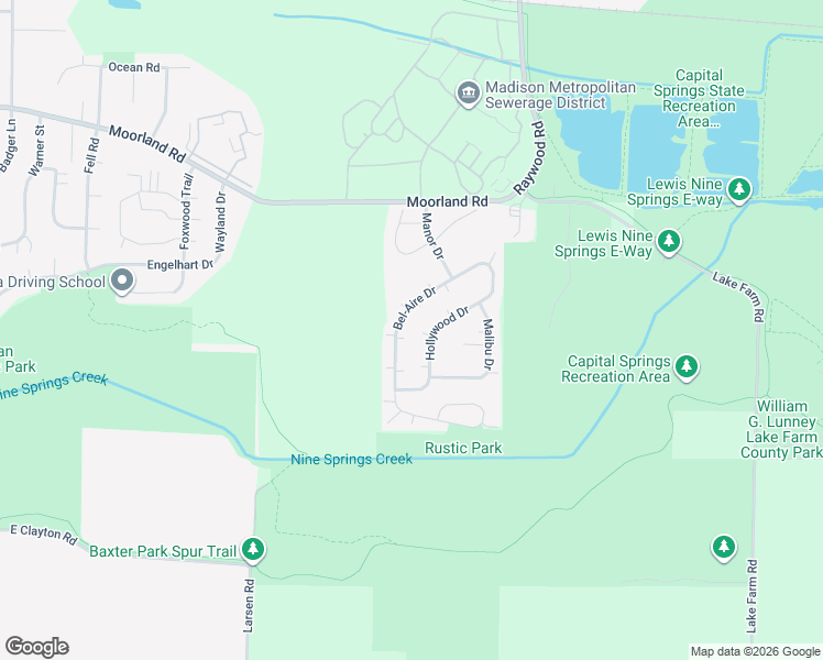 map of restaurants, bars, coffee shops, grocery stores, and more near 66 Bel-Aire Drive in Madison