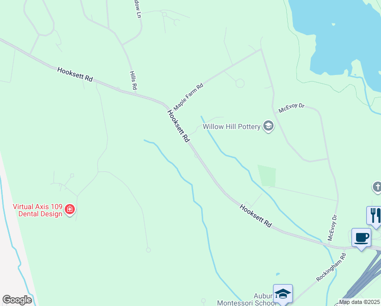 map of restaurants, bars, coffee shops, grocery stores, and more near 587 Hooksett Road in Auburn