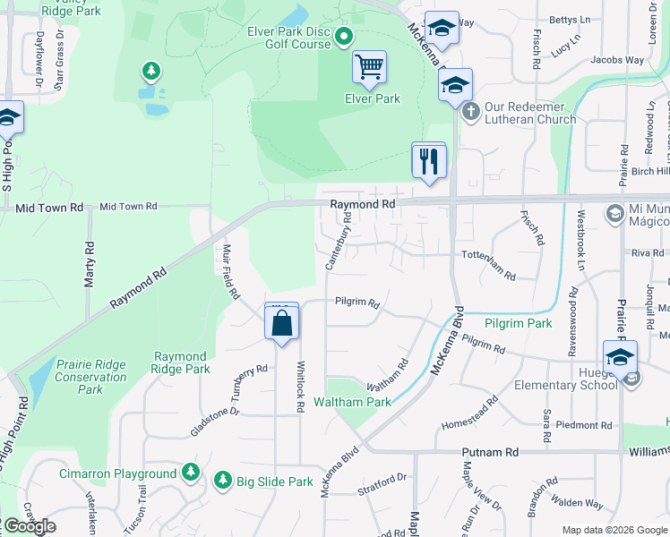 map of restaurants, bars, coffee shops, grocery stores, and more near 17 Newbury Circle in Madison