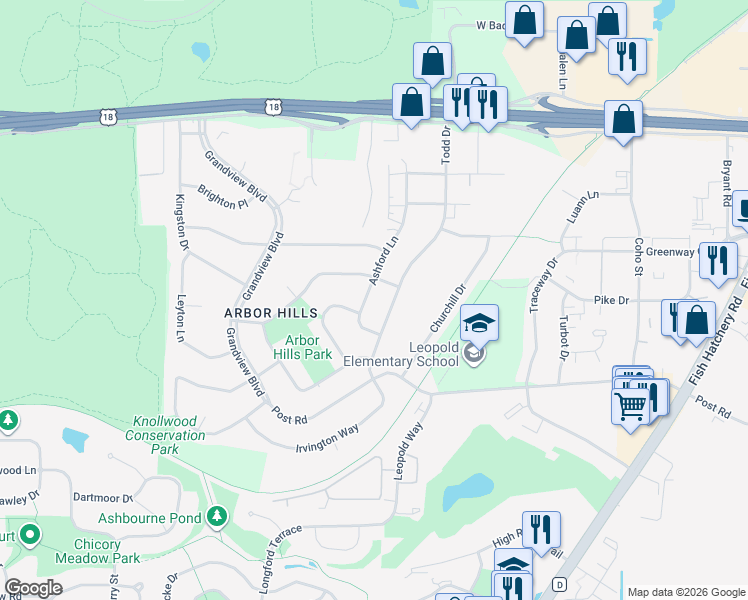 map of restaurants, bars, coffee shops, grocery stores, and more near 3114 Todd Drive in Madison