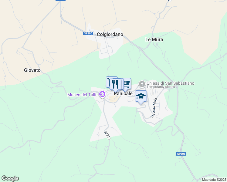 map of restaurants, bars, coffee shops, grocery stores, and more near Via Antonio Grossi in Panicale