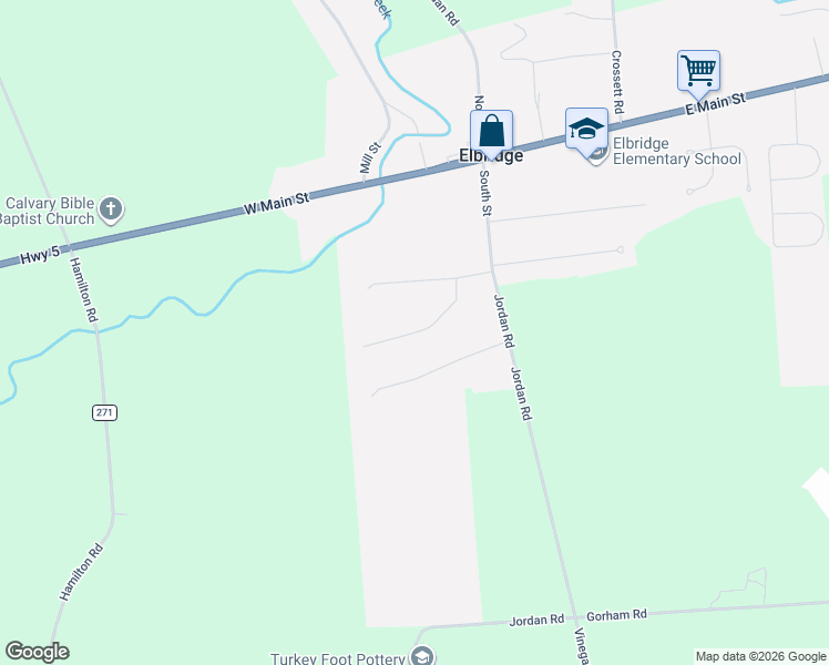 map of restaurants, bars, coffee shops, grocery stores, and more near Willowcrest Drive in Elbridge