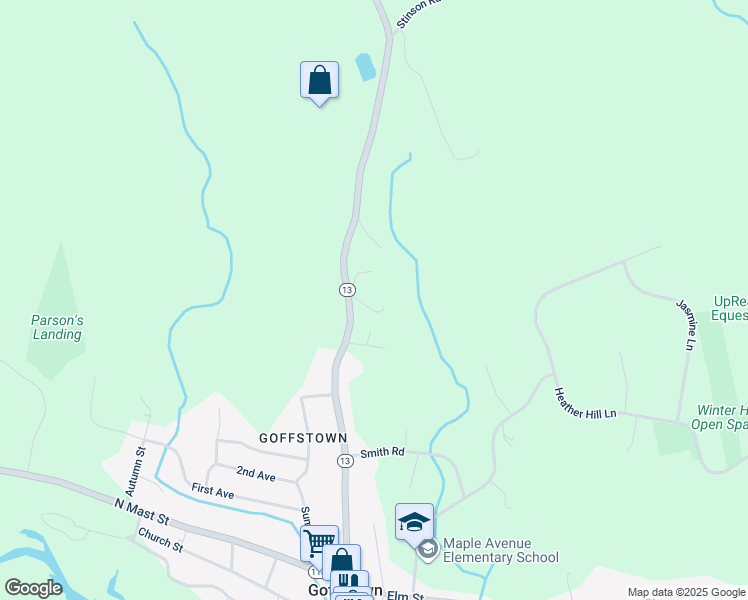 map of restaurants, bars, coffee shops, grocery stores, and more near 100 Pattee Hill Road in Goffstown
