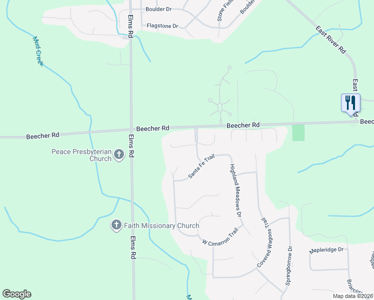 map of restaurants, bars, coffee shops, grocery stores, and more near 1455 Laurentian Pass in Flint