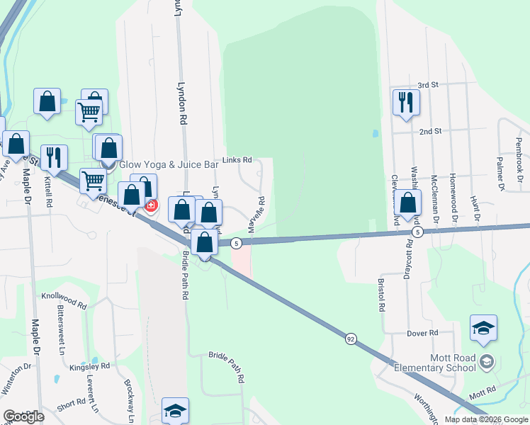 map of restaurants, bars, coffee shops, grocery stores, and more near 20 Marvelle Road in Fayetteville