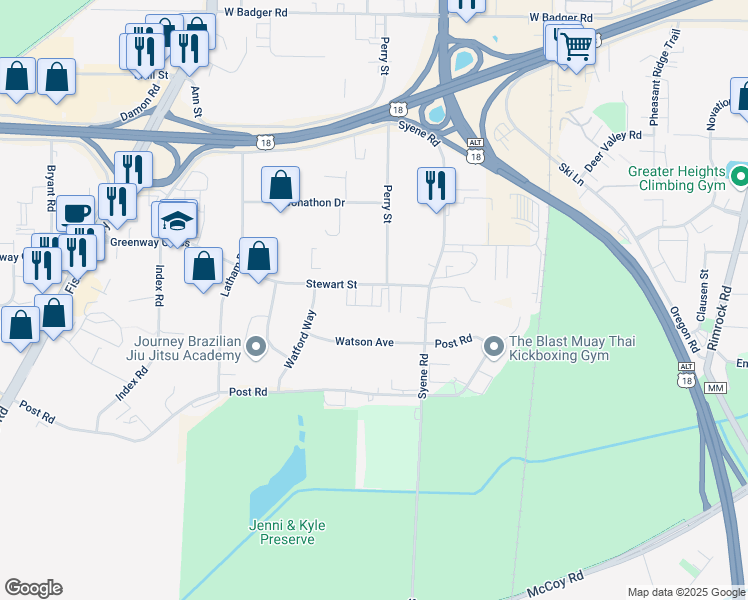 map of restaurants, bars, coffee shops, grocery stores, and more near 901 Stewart St in Madison