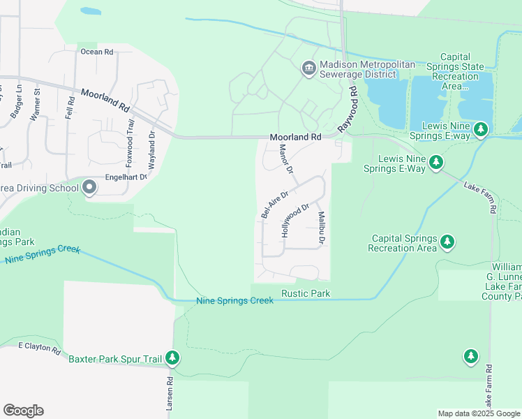 map of restaurants, bars, coffee shops, grocery stores, and more near 66 Bel-Aire Drive in Madison