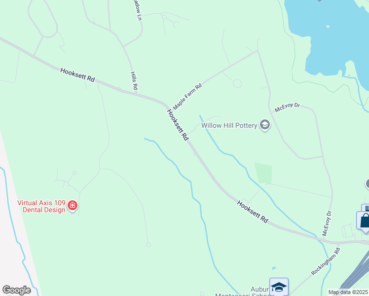 map of restaurants, bars, coffee shops, grocery stores, and more near 587 Hooksett Road in Auburn