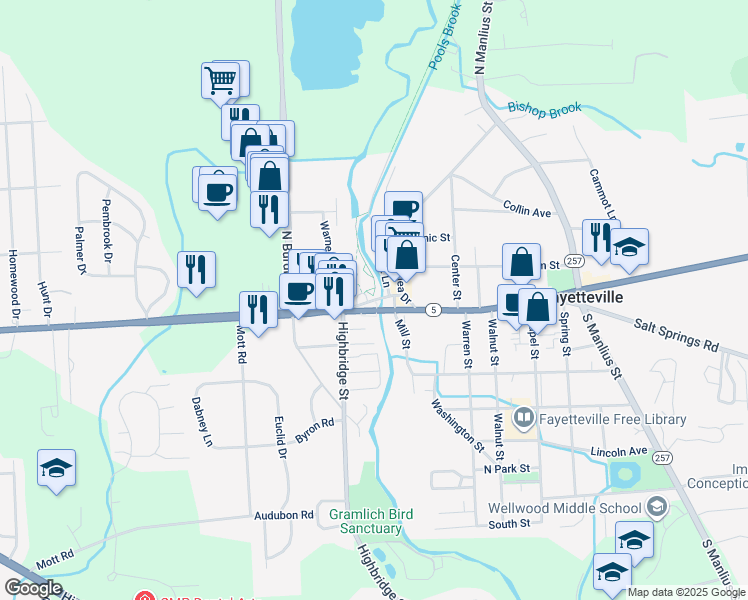 map of restaurants, bars, coffee shops, grocery stores, and more near Limestone Plaza in Fayetteville