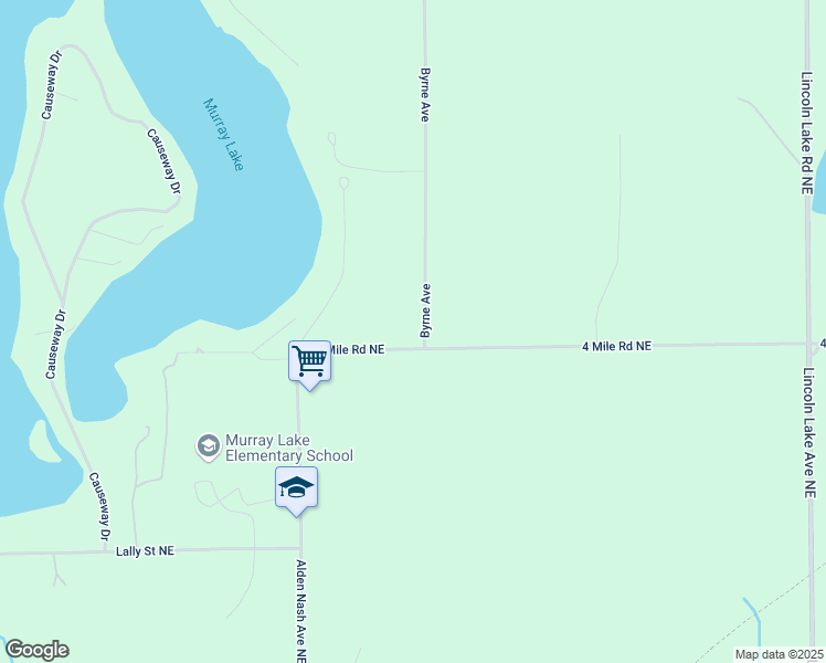 map of restaurants, bars, coffee shops, grocery stores, and more near 12183 4 Mile Road Northeast in Lowell