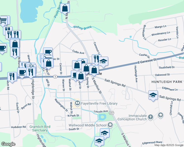map of restaurants, bars, coffee shops, grocery stores, and more near in Fayetteville