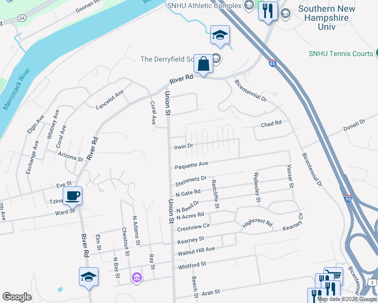 map of restaurants, bars, coffee shops, grocery stores, and more near 43 Breton Avenue in Manchester