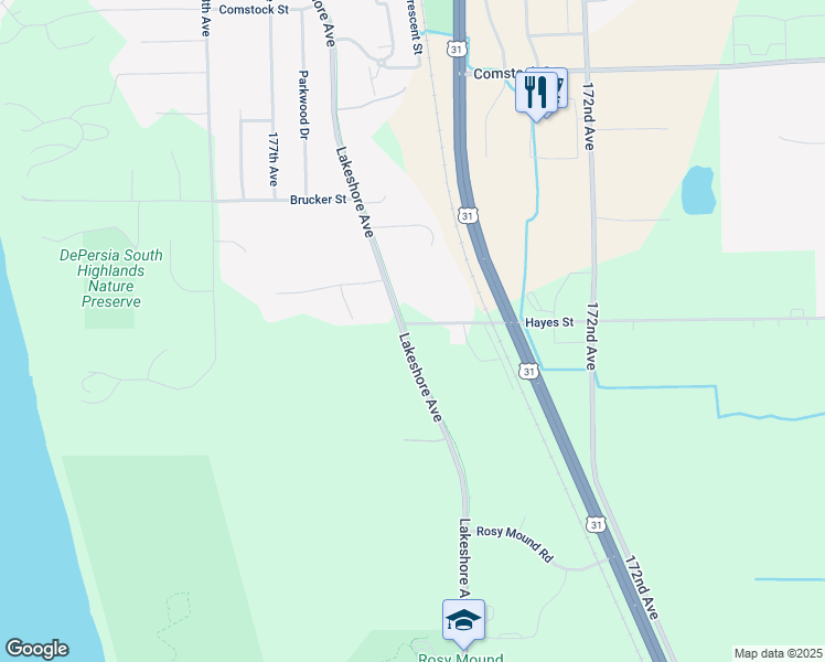 map of restaurants, bars, coffee shops, grocery stores, and more near 14388 Lakeshore Avenue in Grand Haven