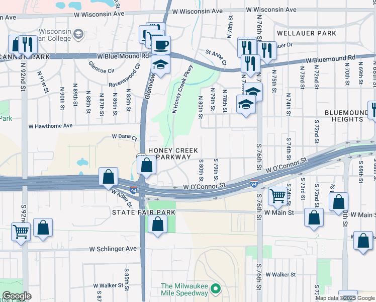 map of restaurants, bars, coffee shops, grocery stores, and more near 135 South 81st Street in Milwaukee