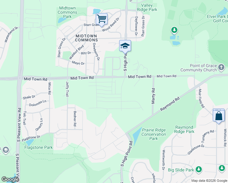 map of restaurants, bars, coffee shops, grocery stores, and more near 6804 Midtown Rd in Madison