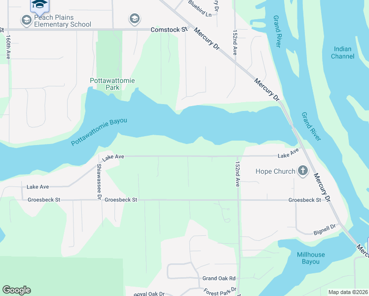 map of restaurants, bars, coffee shops, grocery stores, and more near 15409 Lake Avenue in Grand Haven