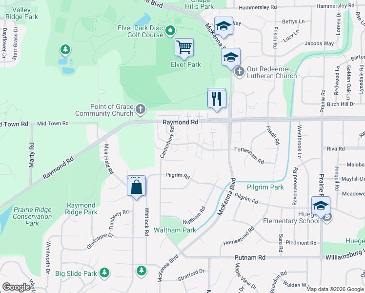 map of restaurants, bars, coffee shops, grocery stores, and more near 6754 Tottenham Road in Madison