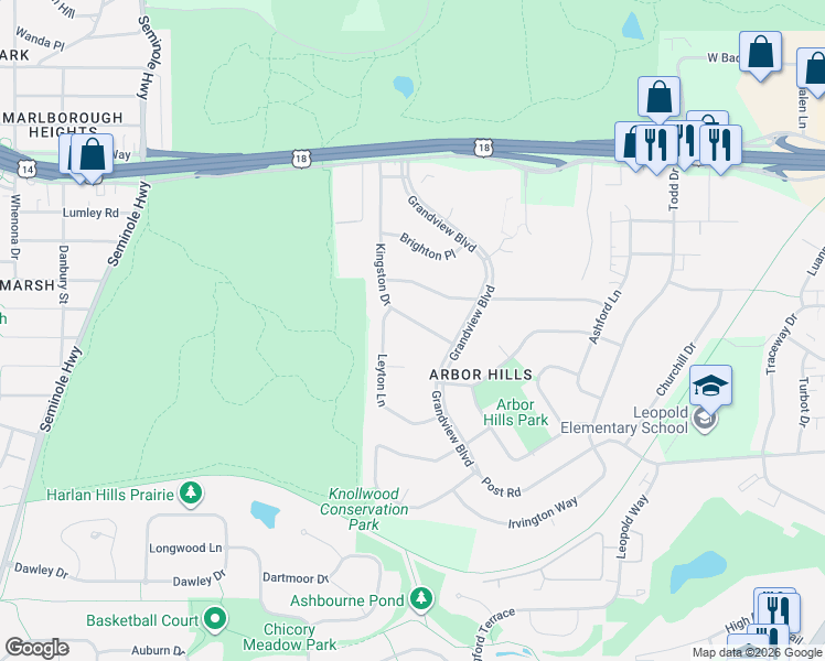 map of restaurants, bars, coffee shops, grocery stores, and more near 3301 Kingston Drive in Madison