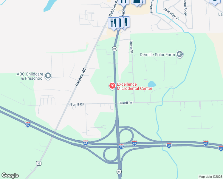 map of restaurants, bars, coffee shops, grocery stores, and more near 1176 South Lapeer Road in Lapeer