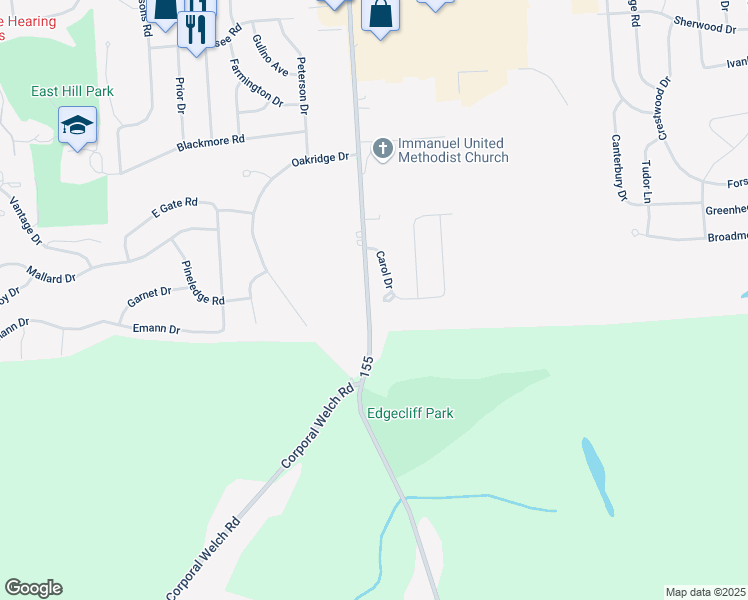 map of restaurants, bars, coffee shops, grocery stores, and more near 4 Bilmar Circle in Camillus
