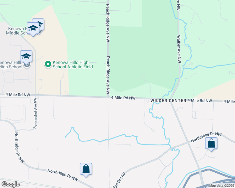 map of restaurants, bars, coffee shops, grocery stores, and more near 2747 4 Mile Road Northwest in Grand Rapids