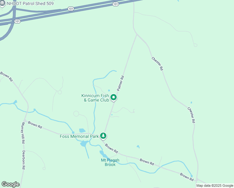 map of restaurants, bars, coffee shops, grocery stores, and more near Palmer Road in Candia