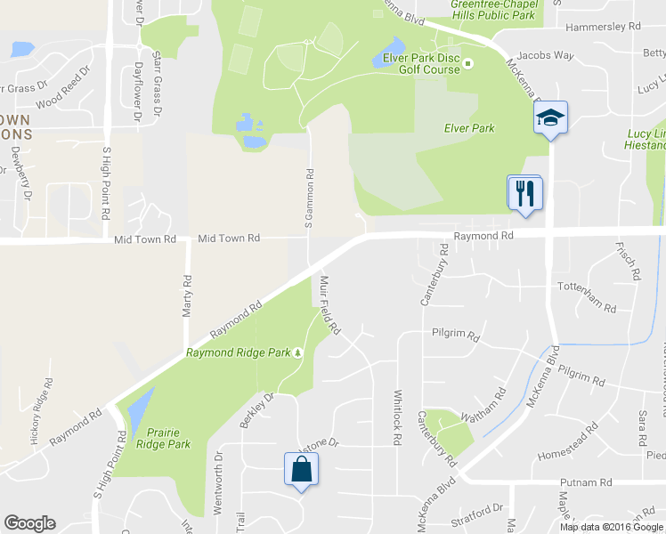map of restaurants, bars, coffee shops, grocery stores, and more near 7109 Raymond Rd in Madison