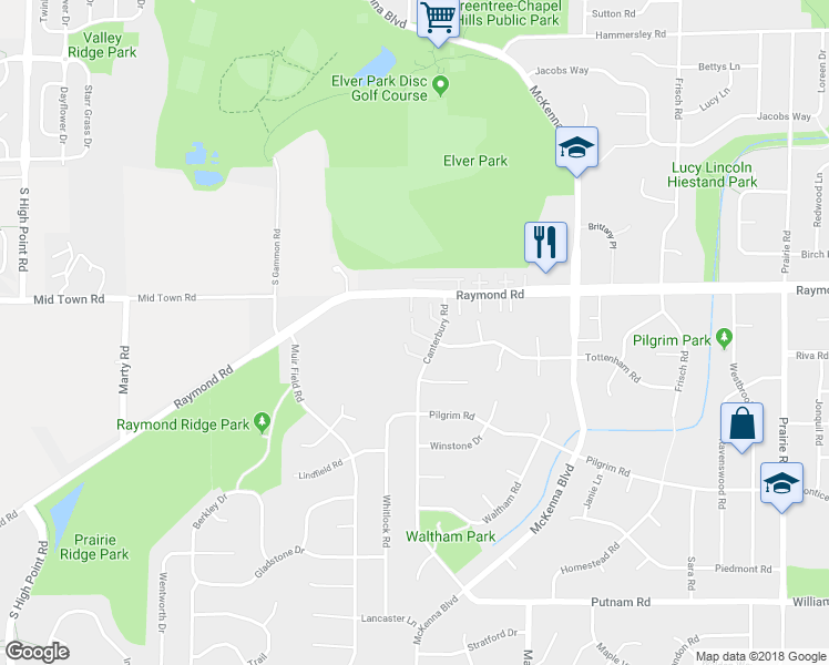 map of restaurants, bars, coffee shops, grocery stores, and more near 16 Boca Grande Way in Madison