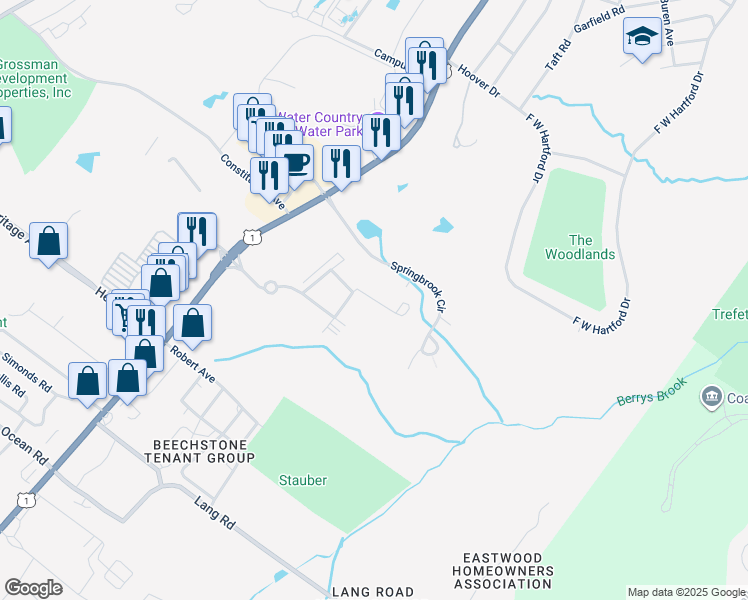 map of restaurants, bars, coffee shops, grocery stores, and more near The Cedars of Portsmouth in Portsmouth
