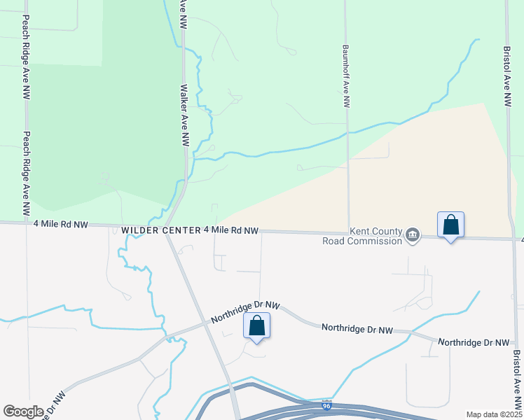 map of restaurants, bars, coffee shops, grocery stores, and more near 2225 4 Mile Road Northwest in Grand Rapids