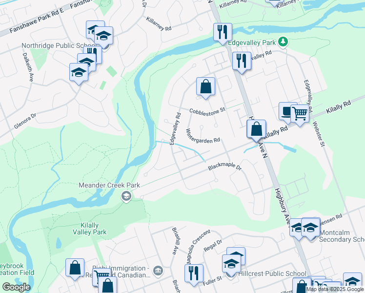 map of restaurants, bars, coffee shops, grocery stores, and more near 44 Edgevalley Road in London