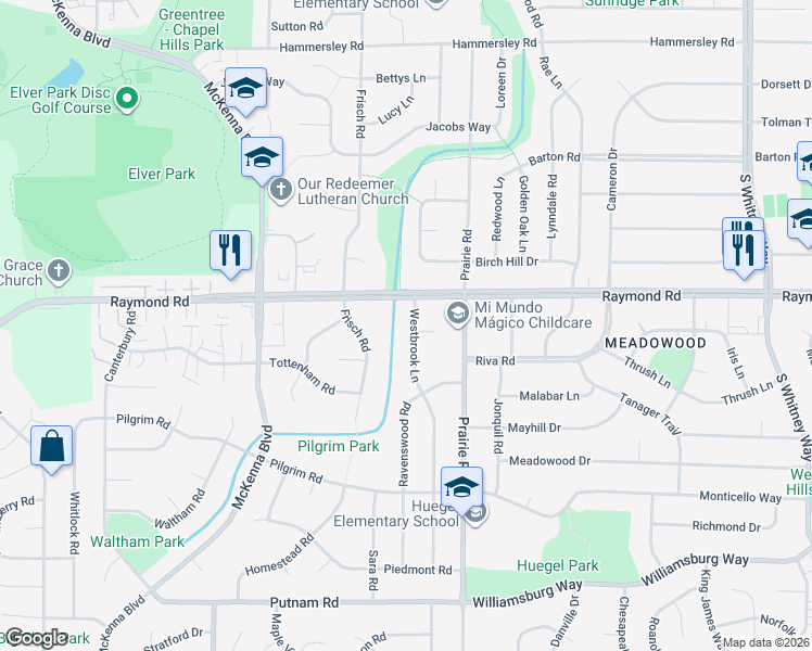 map of restaurants, bars, coffee shops, grocery stores, and more near 2014 Westbrook Lane in Madison