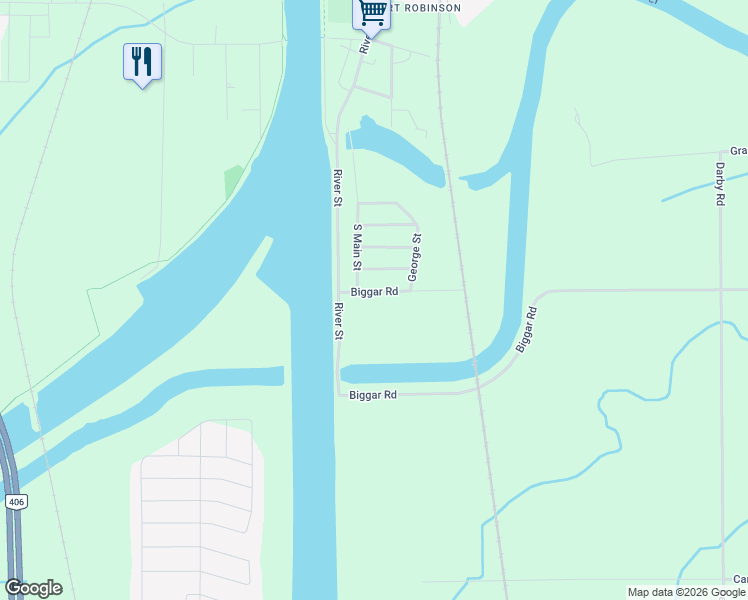 map of restaurants, bars, coffee shops, grocery stores, and more near 37 Biggar Road in Thorold
