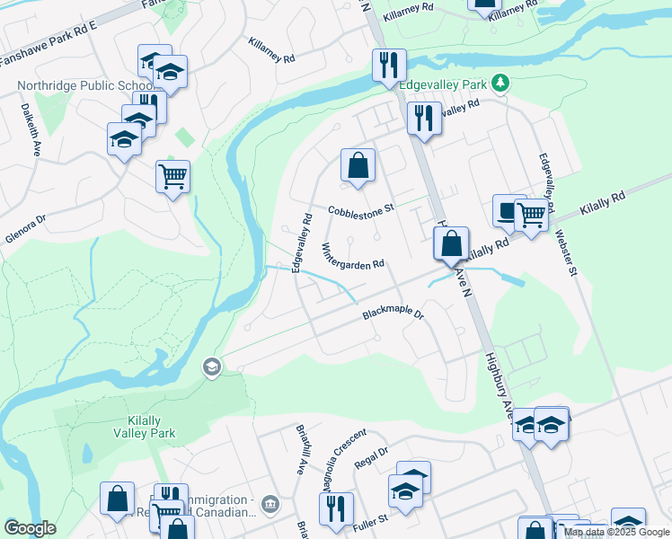 map of restaurants, bars, coffee shops, grocery stores, and more near 44 Edgevalley Road in London
