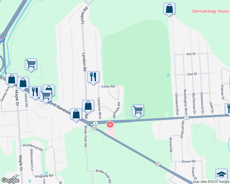 map of restaurants, bars, coffee shops, grocery stores, and more near 81 Marvelle Road in Fayetteville